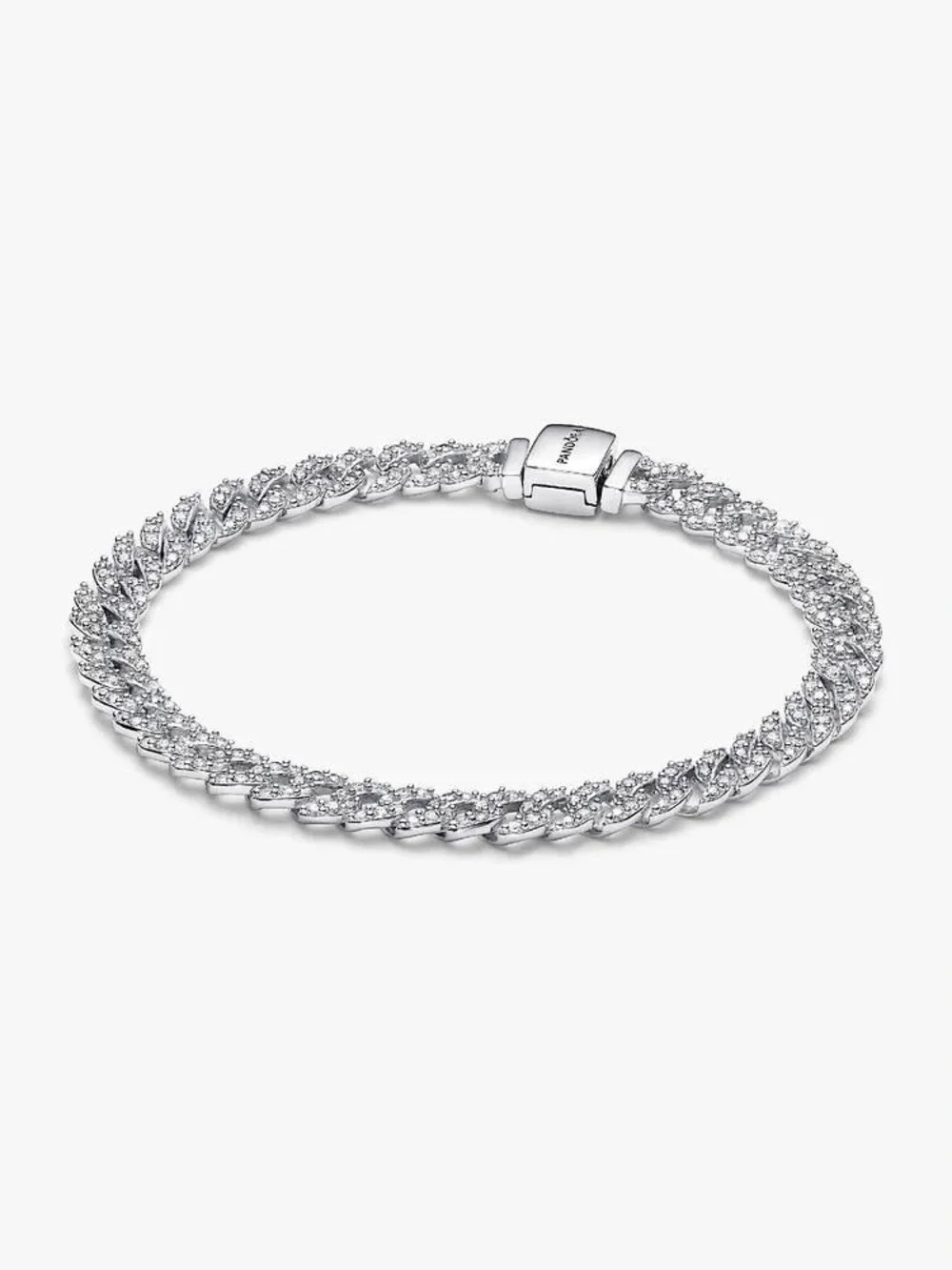 Pandora Sparkling Pavé Cuban Link Bracelet - Silver